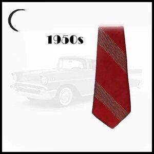 Vintage Wide Red Necktie Dark Red, 50s Wembley Tie - Holidays?